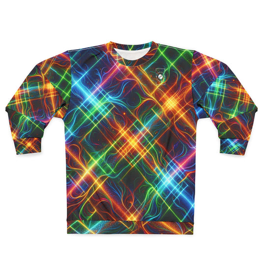 "Neon Plaid Luminosity Matrix" - Unisex Sweatshirt