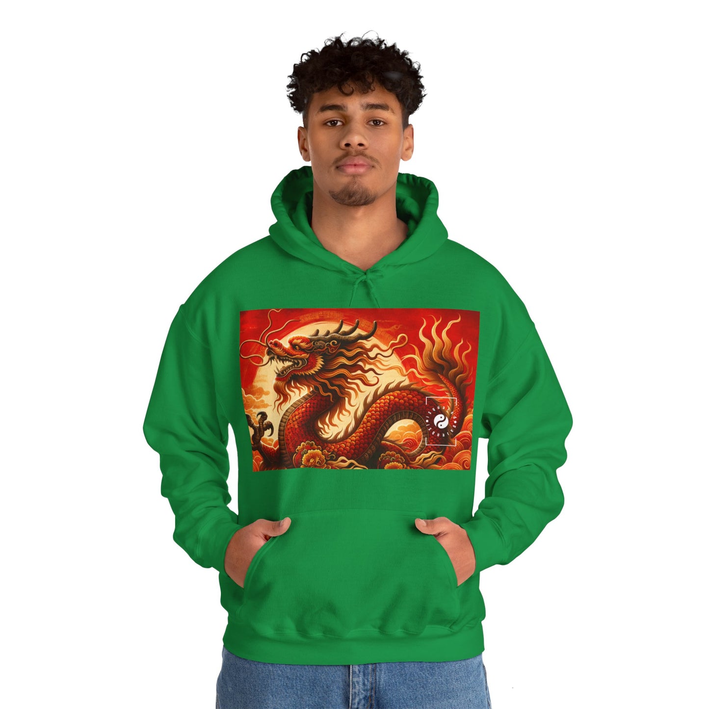 "Golden Dragon Dance in the Crimson Twilight" - Hoodie