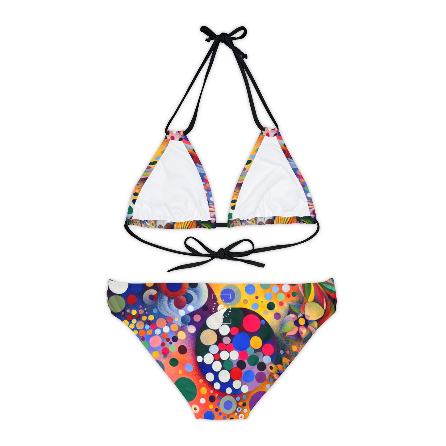 "Polka Petals in Yogic Surrealism: An Artistic Salute to Kusama and Kahlo" - Lace-up Bikini Set