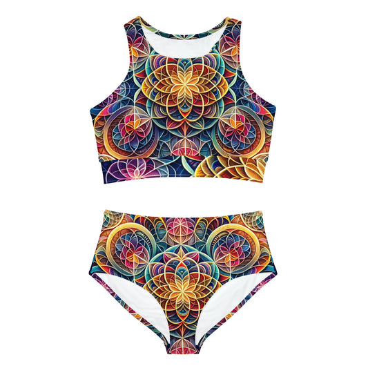 "Symétrie sacrée : rayonnement infini de l'amour" - Ensemble de bikini Hot Yoga