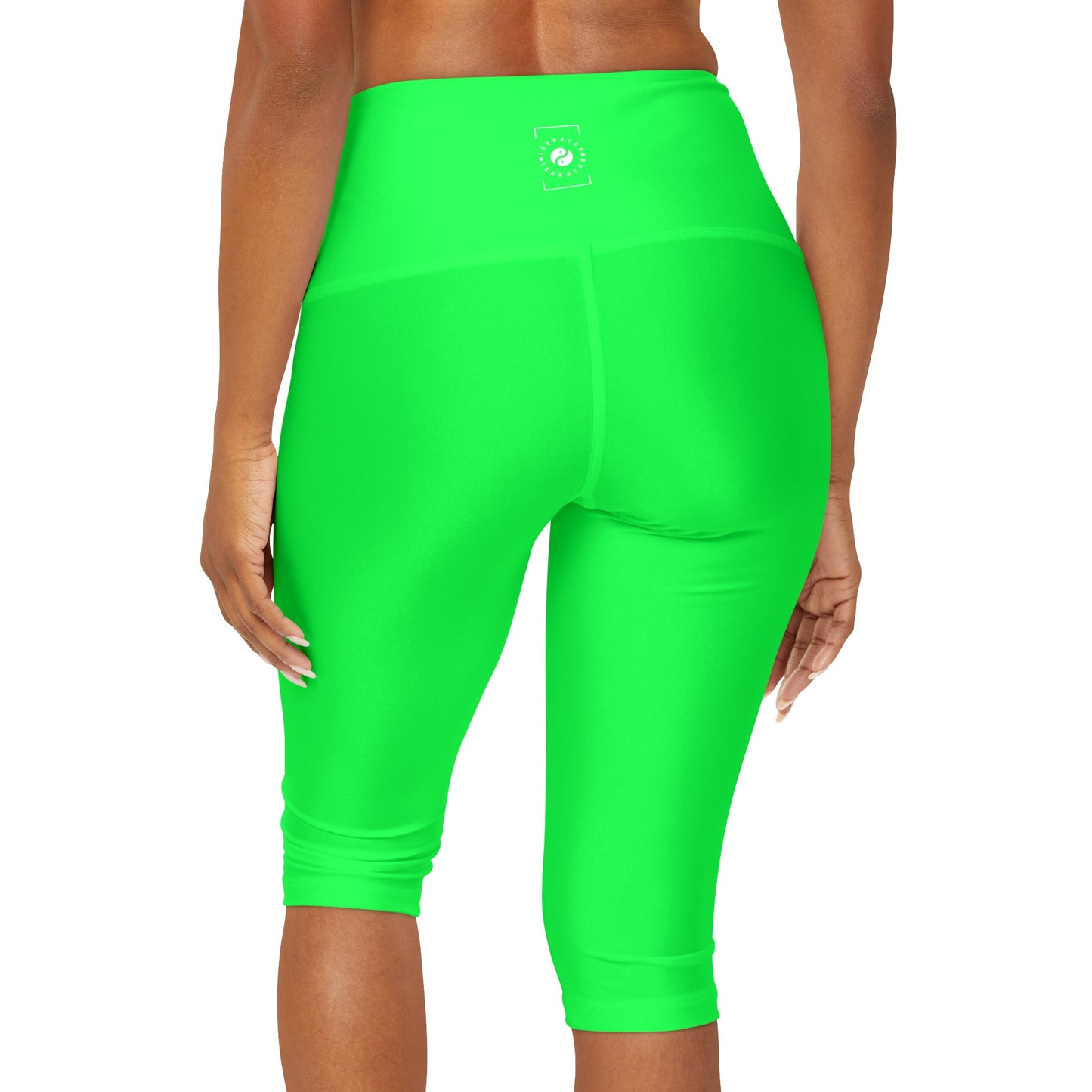 #0FFF50 Vert Fluo - Legging Capri Taille Haute