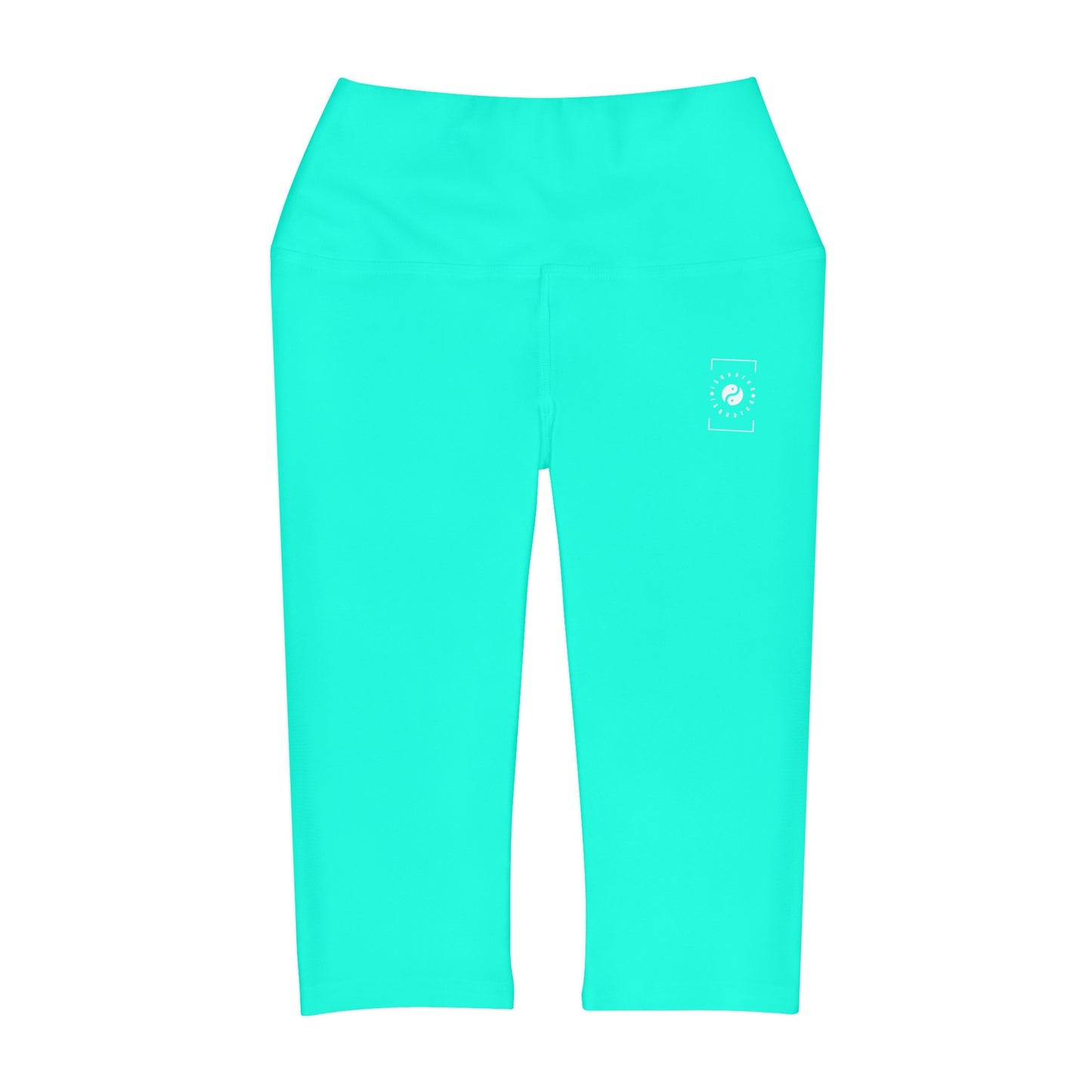 Neon Teal #11ffe3 - High Waisted Capri Leggings