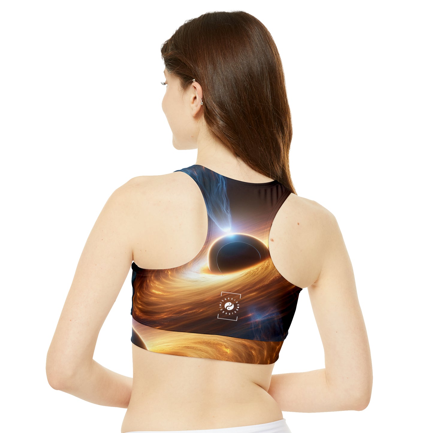 "Discs of Illumination: Black Hole Reverie" - High Neck Crop Top