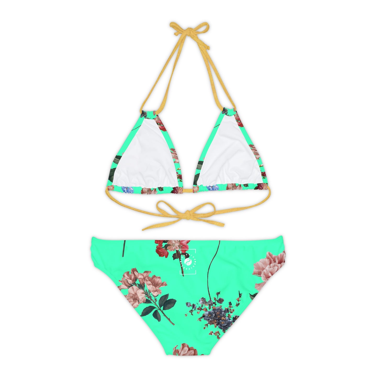 Botaniques sur Turquoise - Ensemble bikini à lacets