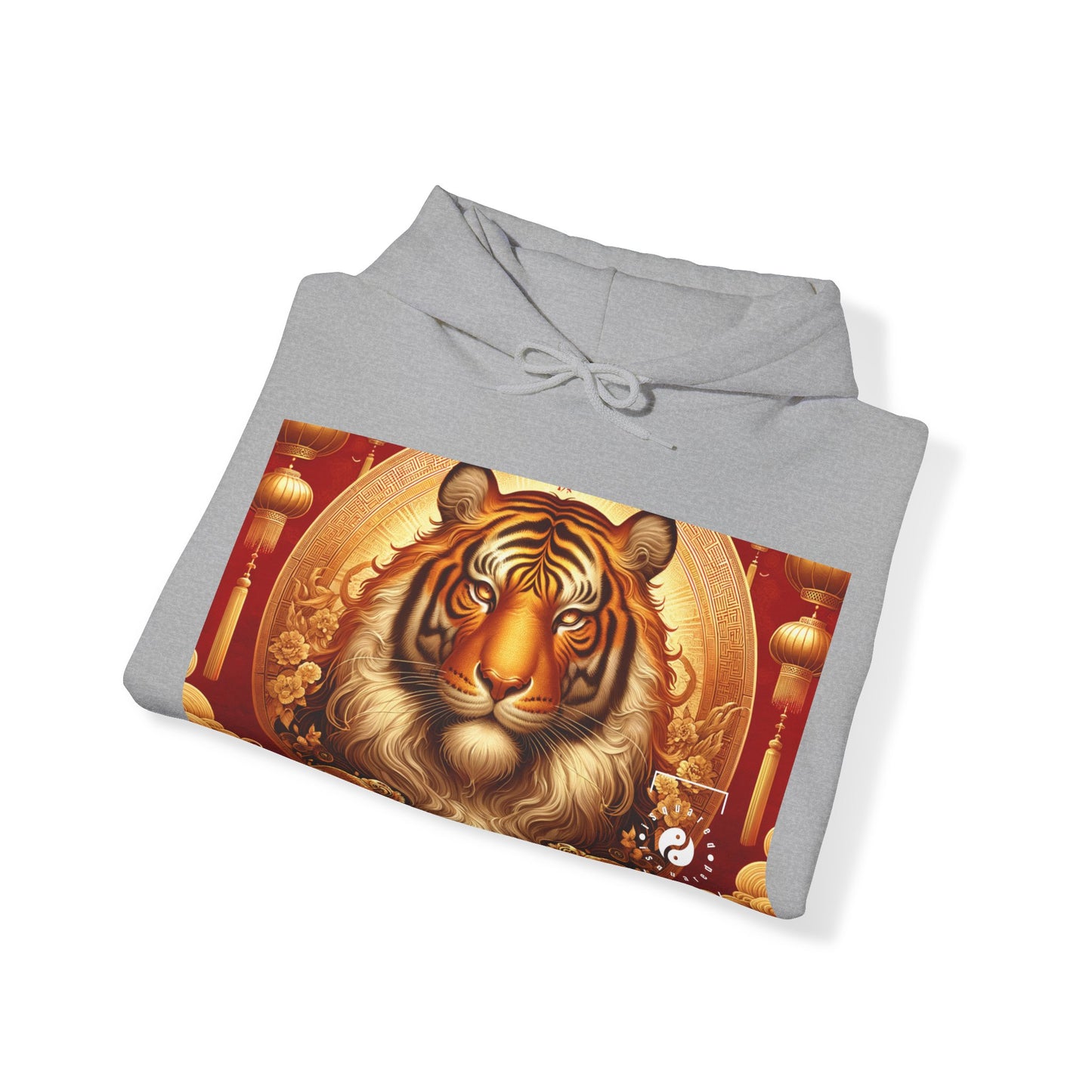 "Majesté dorée : Ascension du Tigre Lunaire" - Sweat à capuche 