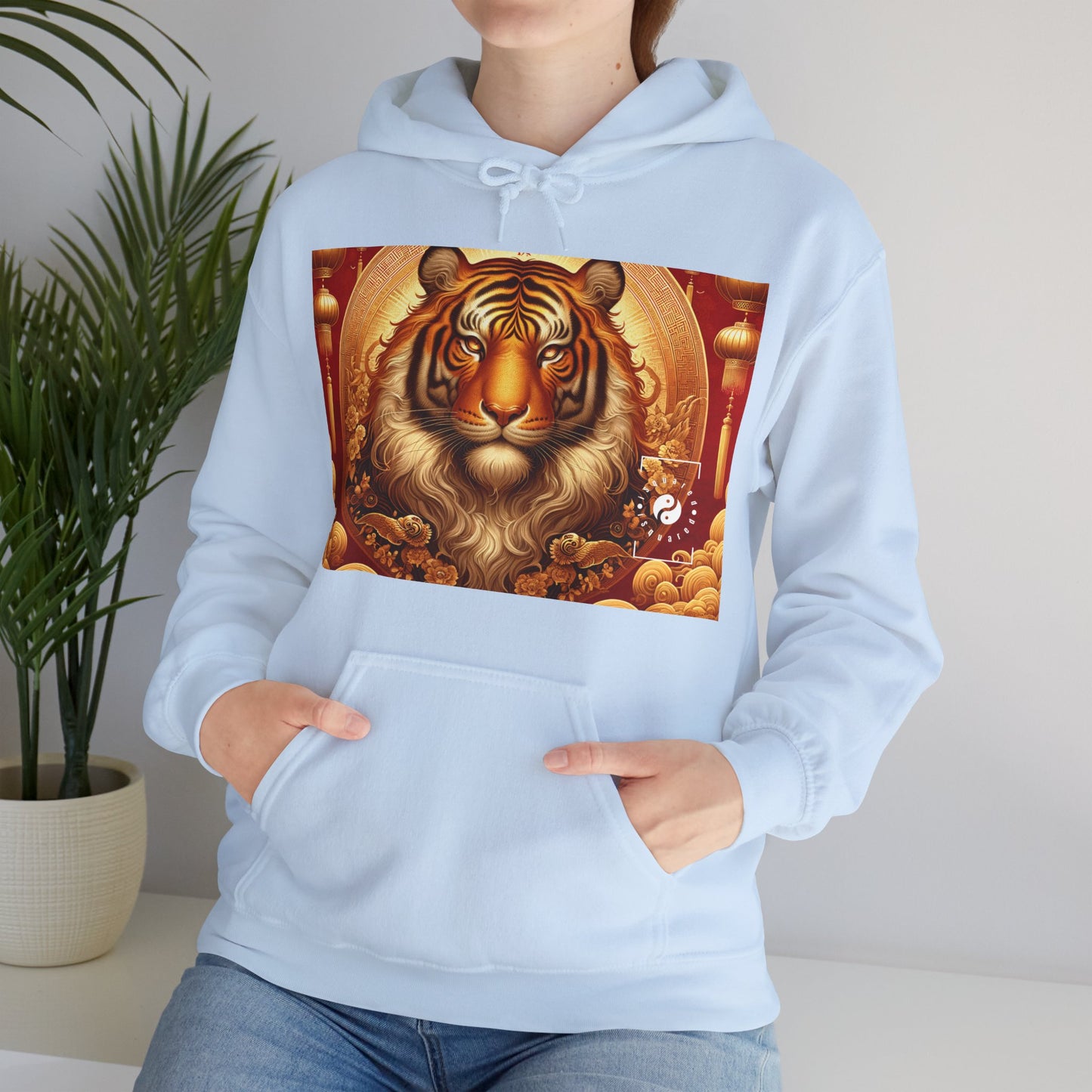 "Majesté dorée : Ascension du Tigre Lunaire" - Sweat à capuche 