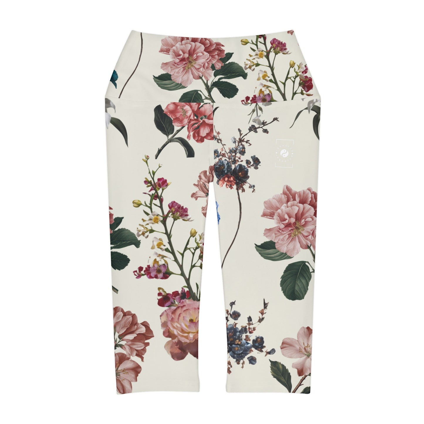 Botanicals on Beige - High Waisted Capri Leggings