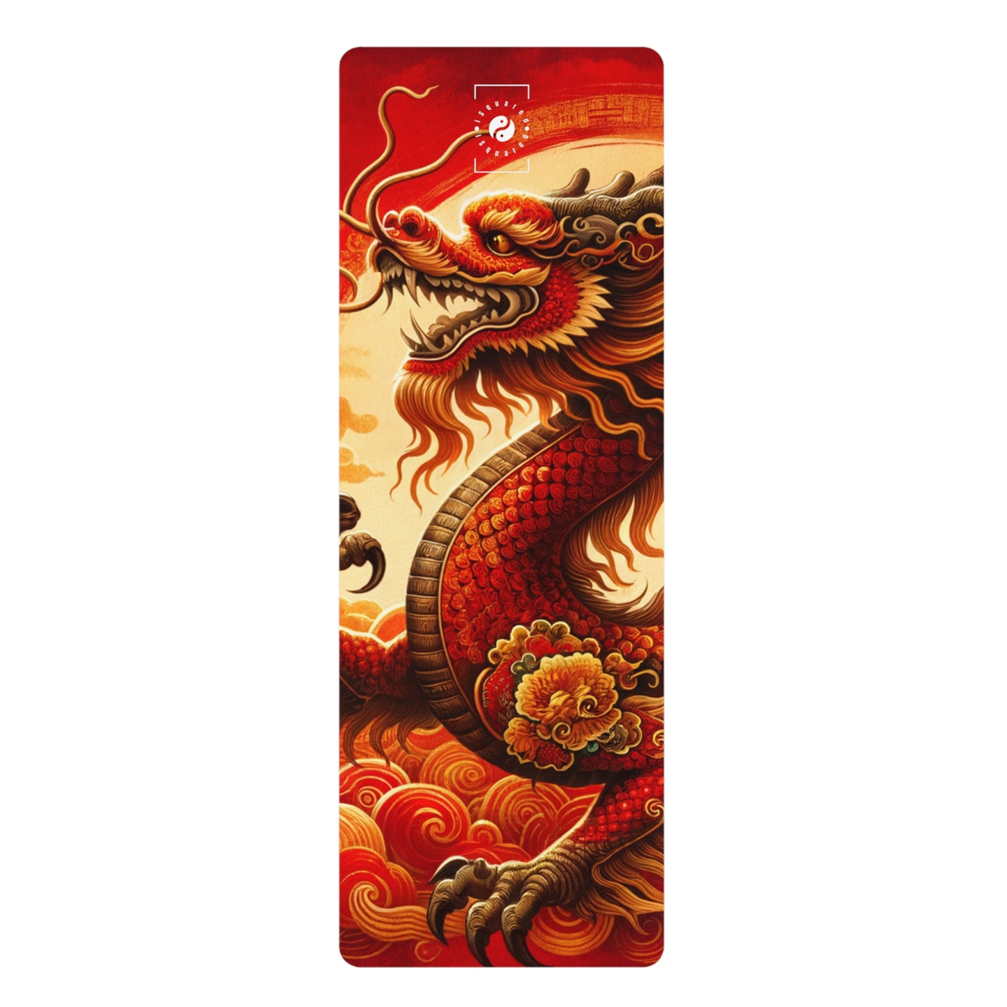 "Golden Dragon Dance in the Crimson Twilight" - Yoga Mat