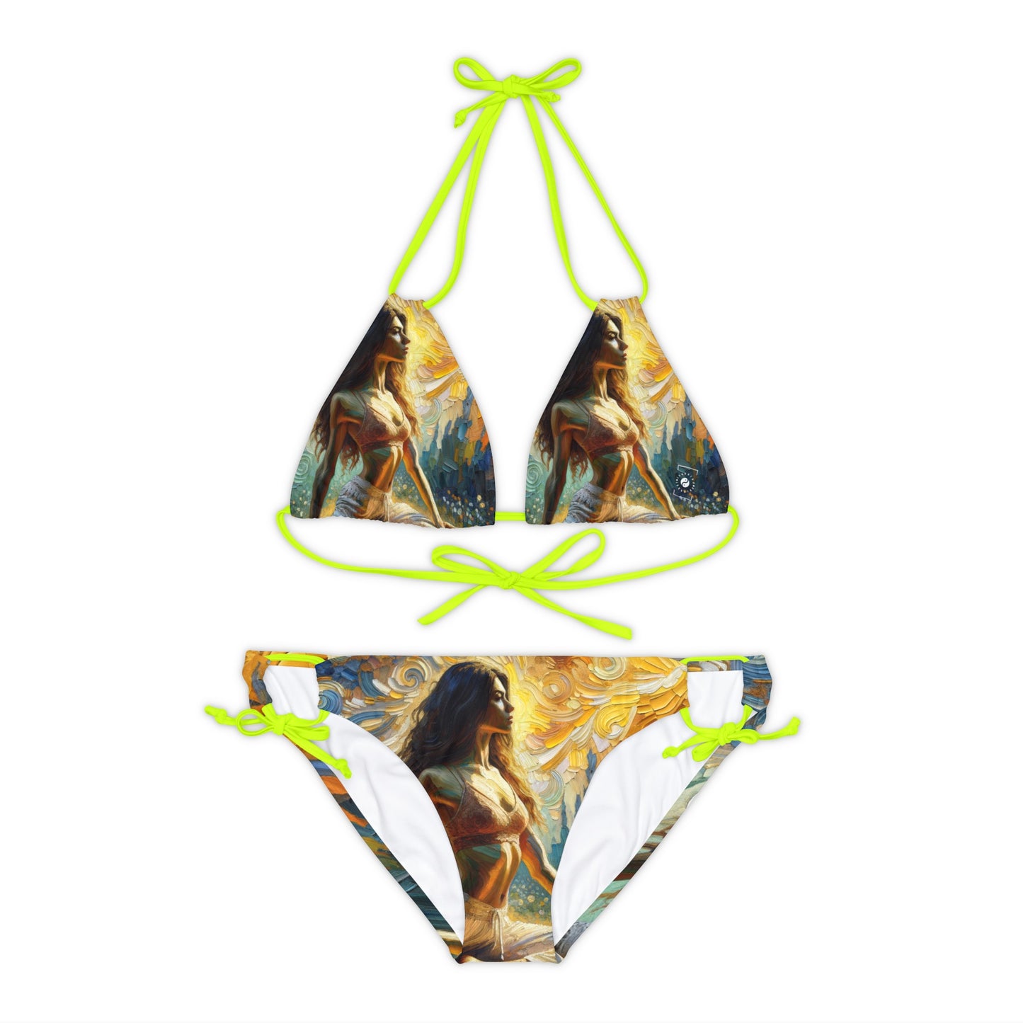 "Golden Warrior: A Tranquil Harmony" - Lace-up Bikini Set