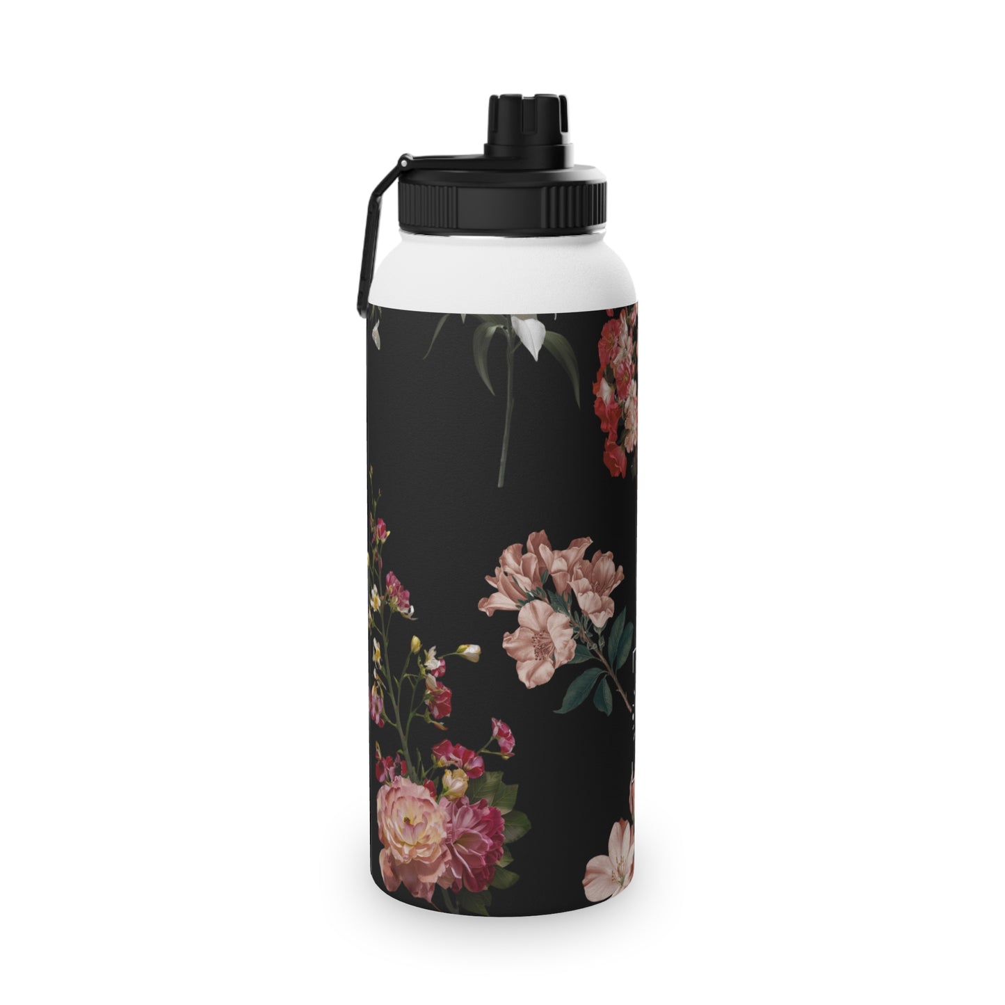 Botanicals on Black - Sports Water Bottle