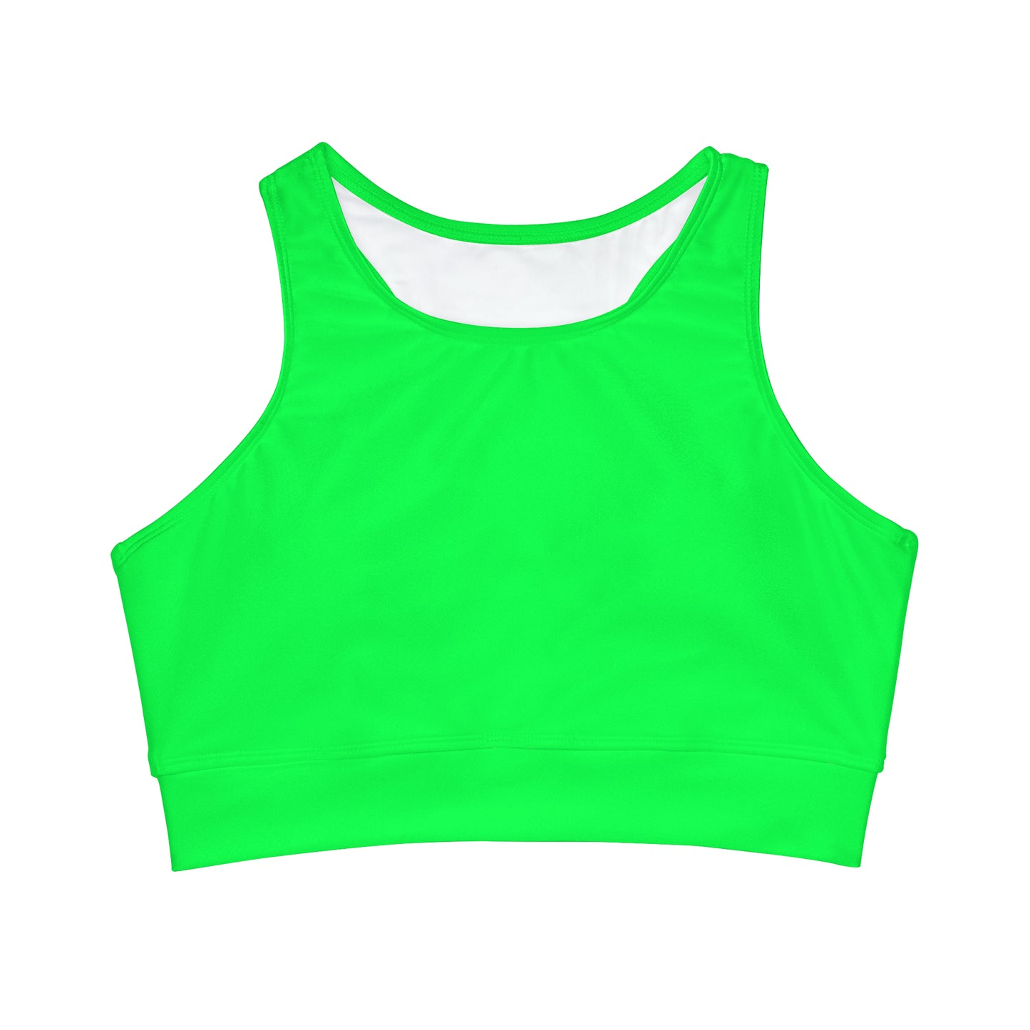 #0FFF50 Neon Green - High Neck Crop Top