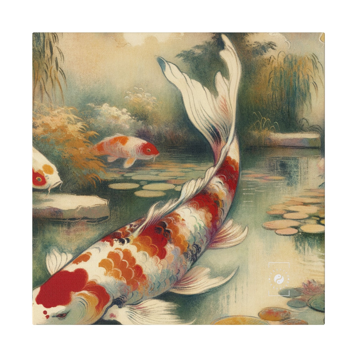 Koi Lily Pond - Art Print Canvas