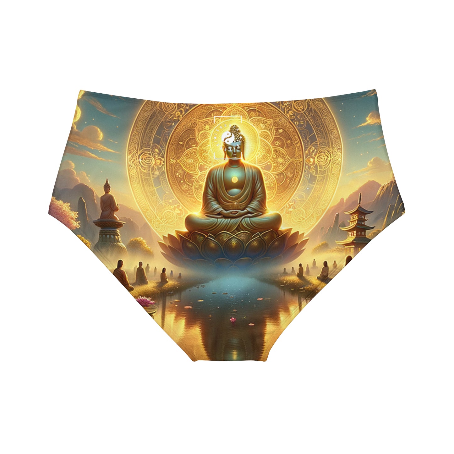 "Serenity in Transience: Illuminations of the Heart Sutra" - High Waisted Bikini Bottom