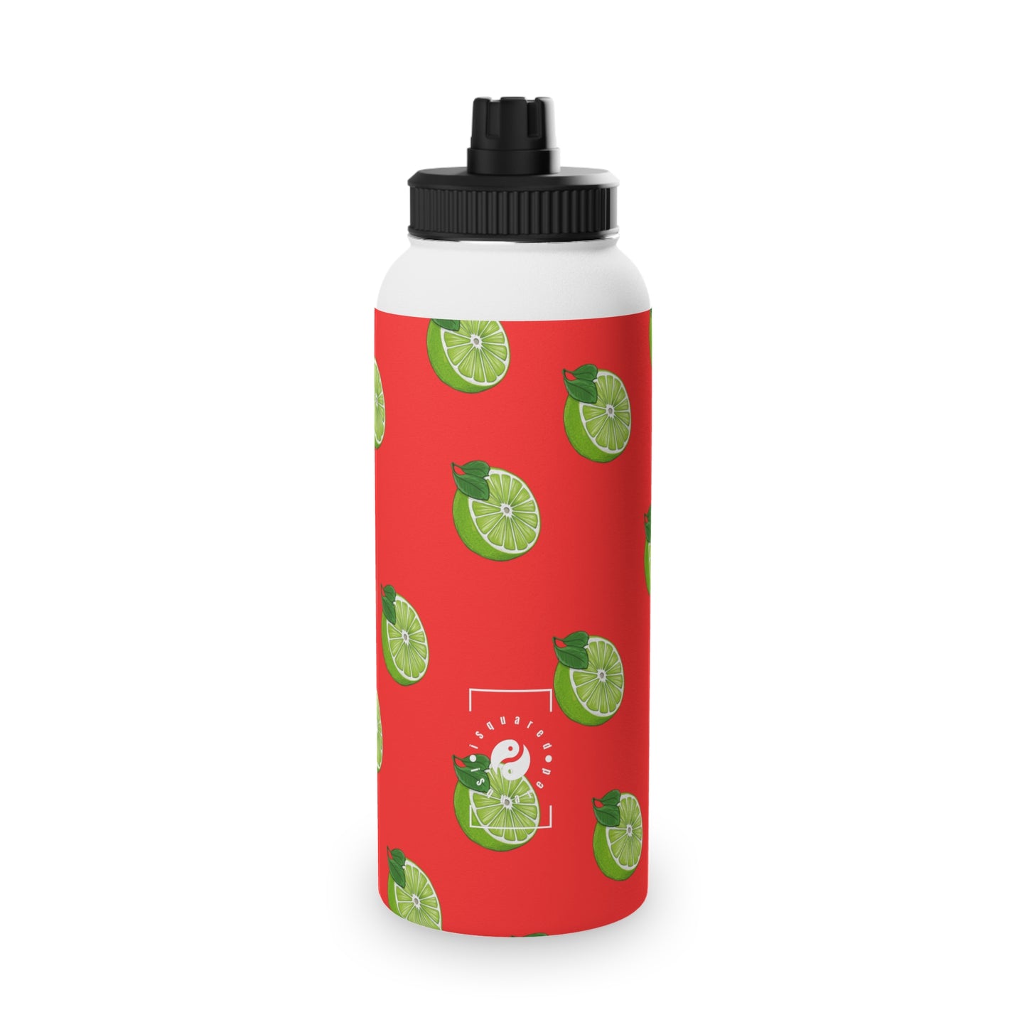 #FF3131 Bright Orange + Lime - Sports Water Bottle