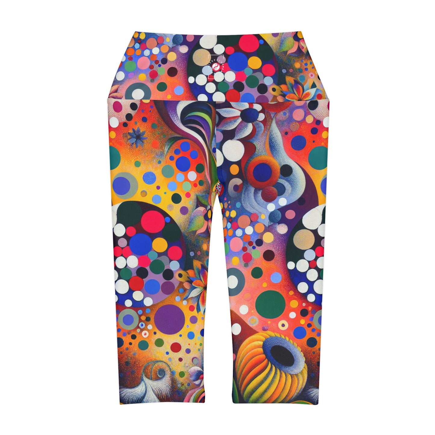 "Polka Petals in Yogic Surrealism: An Artistic Salute to Kusama and Kahlo" - High Waisted Capri Leggings