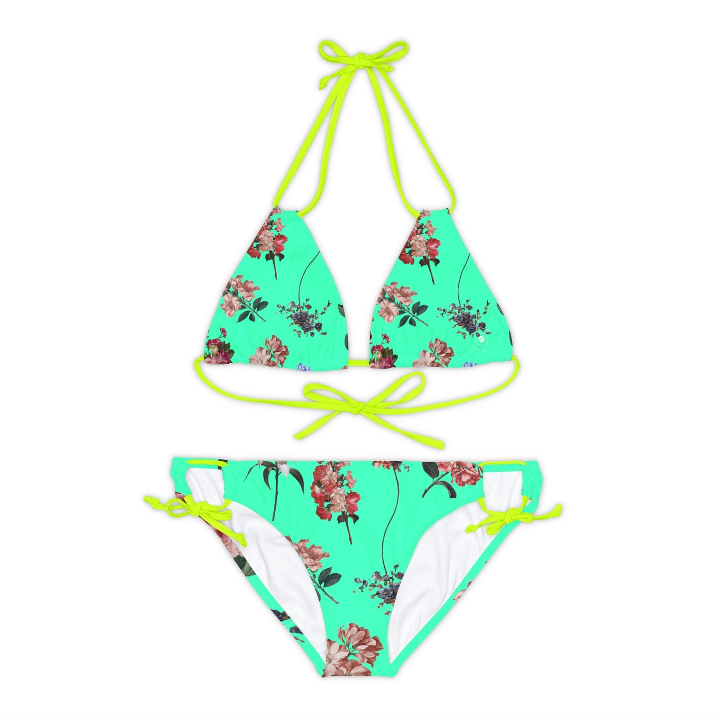 Botanicals on Turquoise - Lace-up Bikini Set