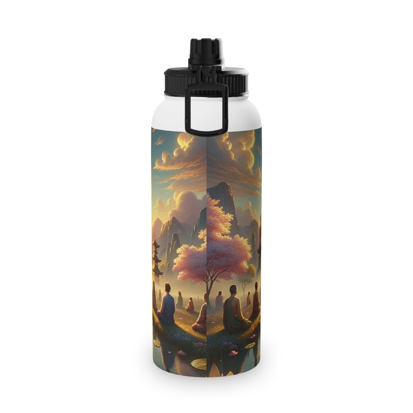 "Serenity in Transience: Illuminations of the Heart Sutra" - Sports Water Bottle