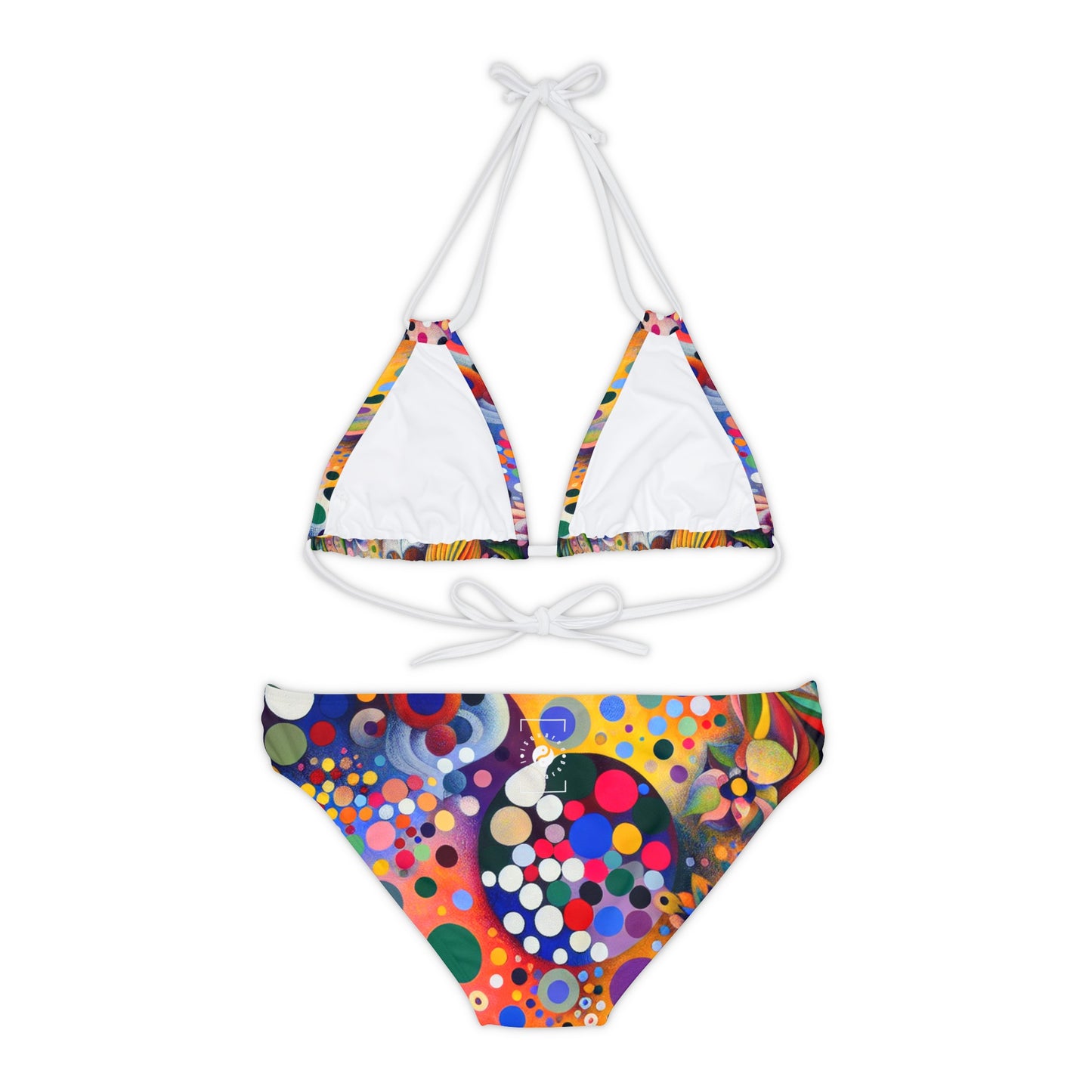 "Polka Petals in Yogic Surrealism: An Artistic Salute to Kusama and Kahlo" - Lace-up Bikini Set