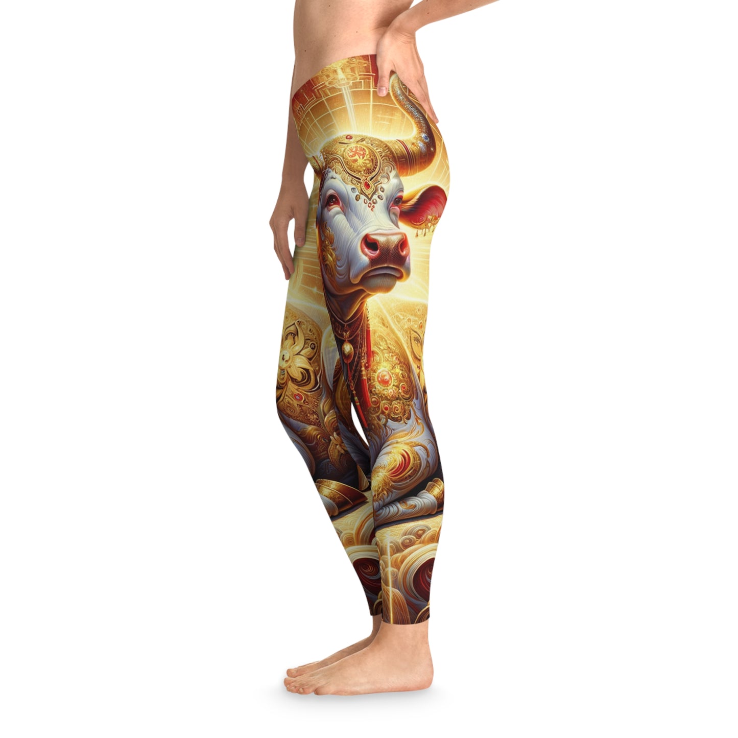 "Golden Euphoria: A Dance of the Divine Bovine" - Unisex Tights