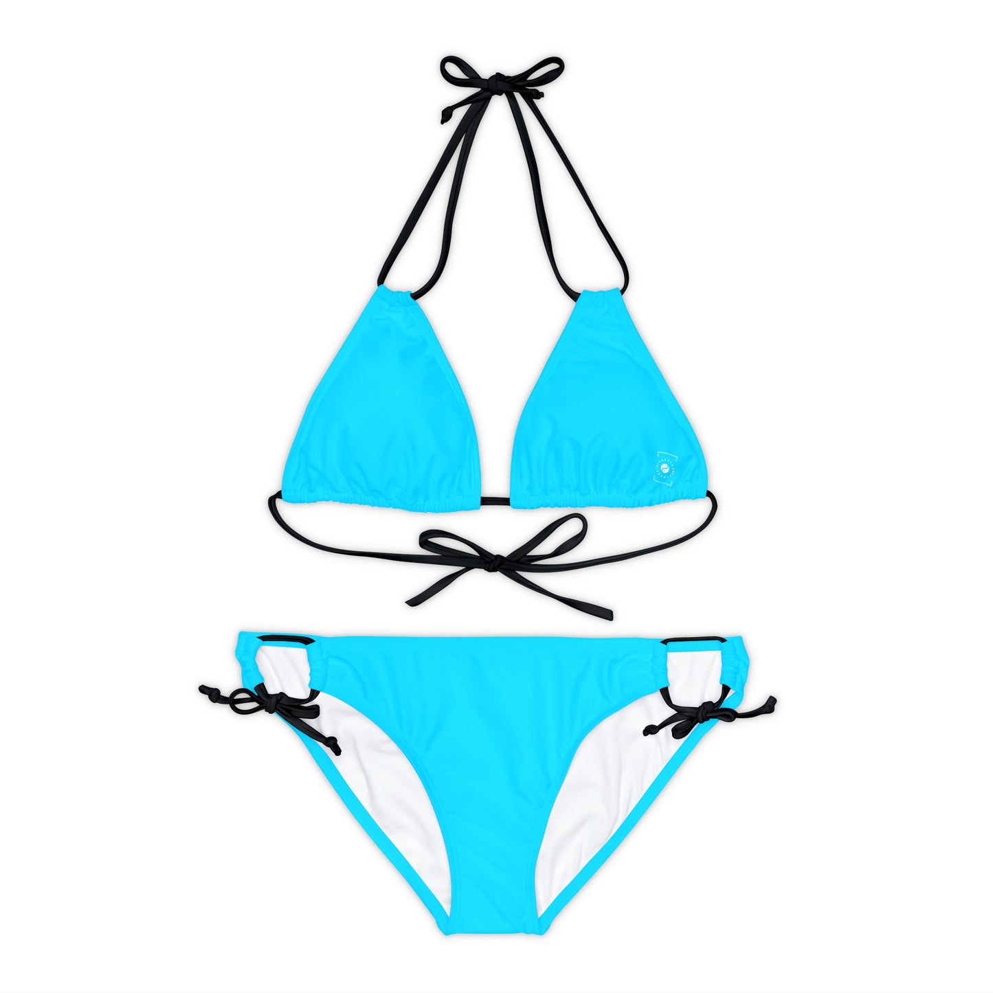 #04D9FF  Neon Blue - Lace-up Bikini Set