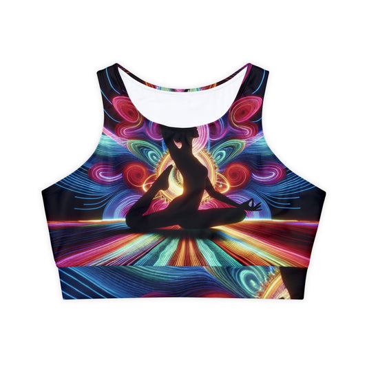 "Neon Zenith: Chromatic Balance" - Lined & Padded Sports Bra