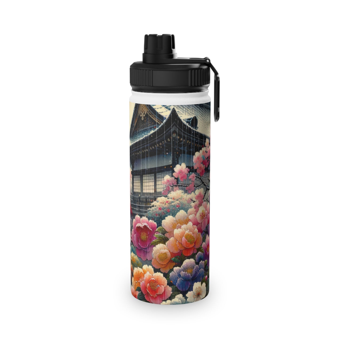 "Rain-drenched Sakura Spectrum" - Sports Water Bottle