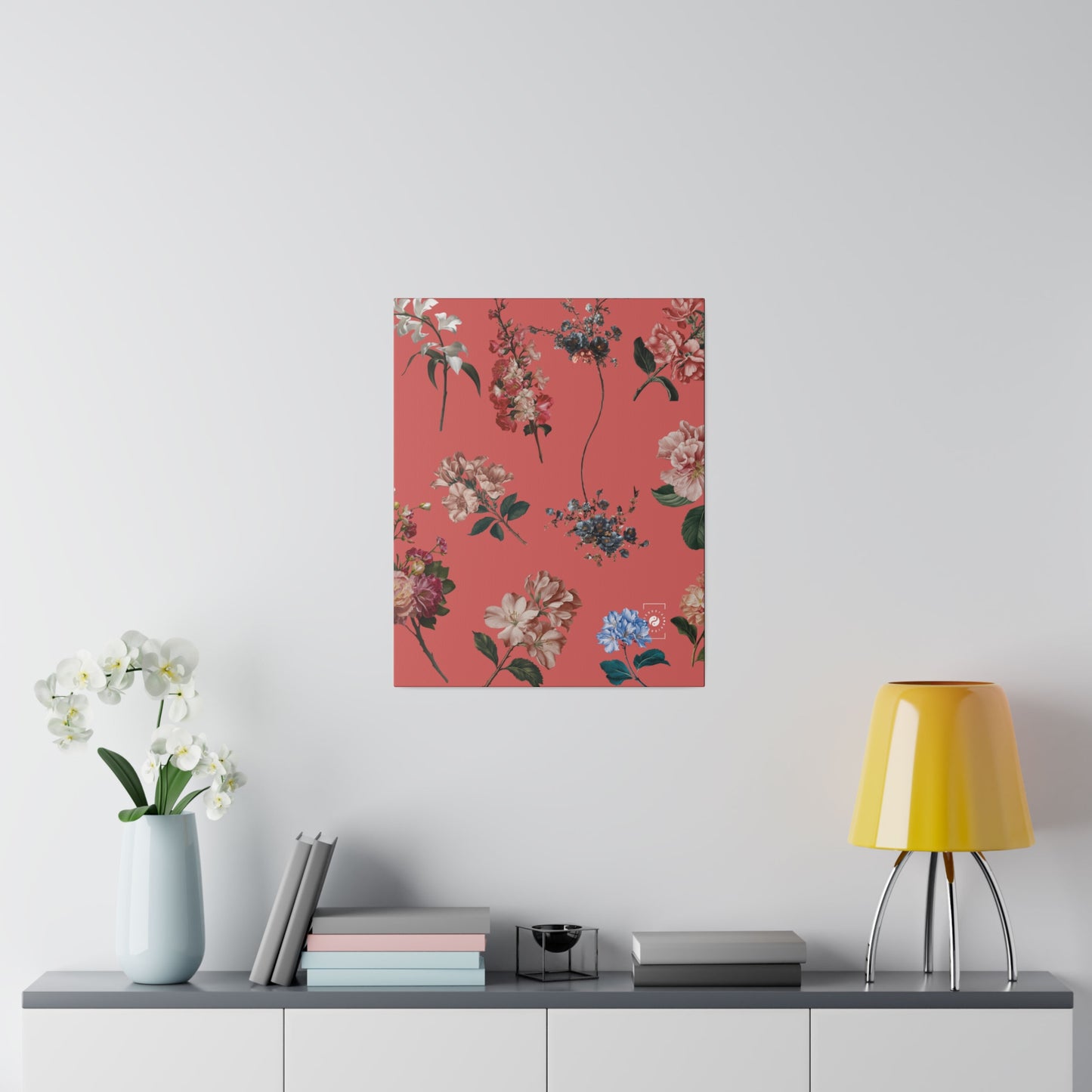 Botanicals on Coral - Art Print Canvas