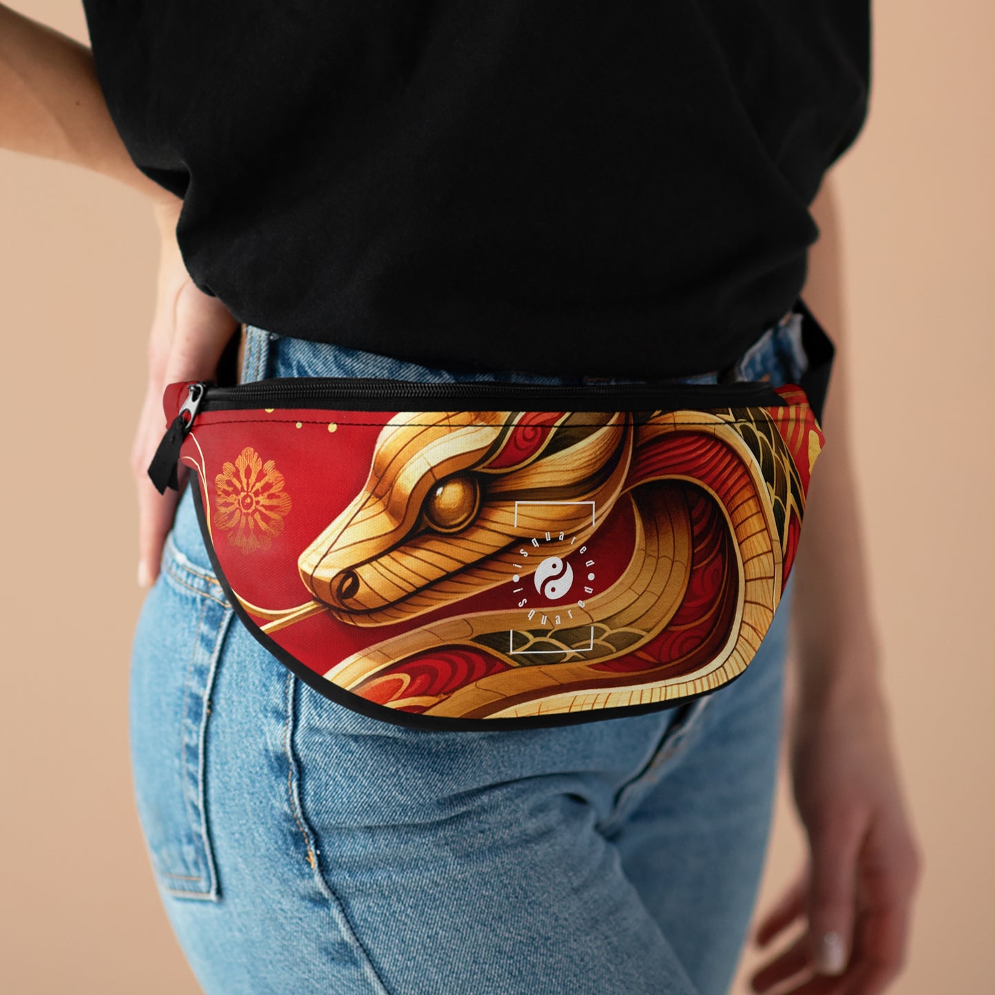 "Crimson Serenity: The Golden Snake" - Fanny Pack