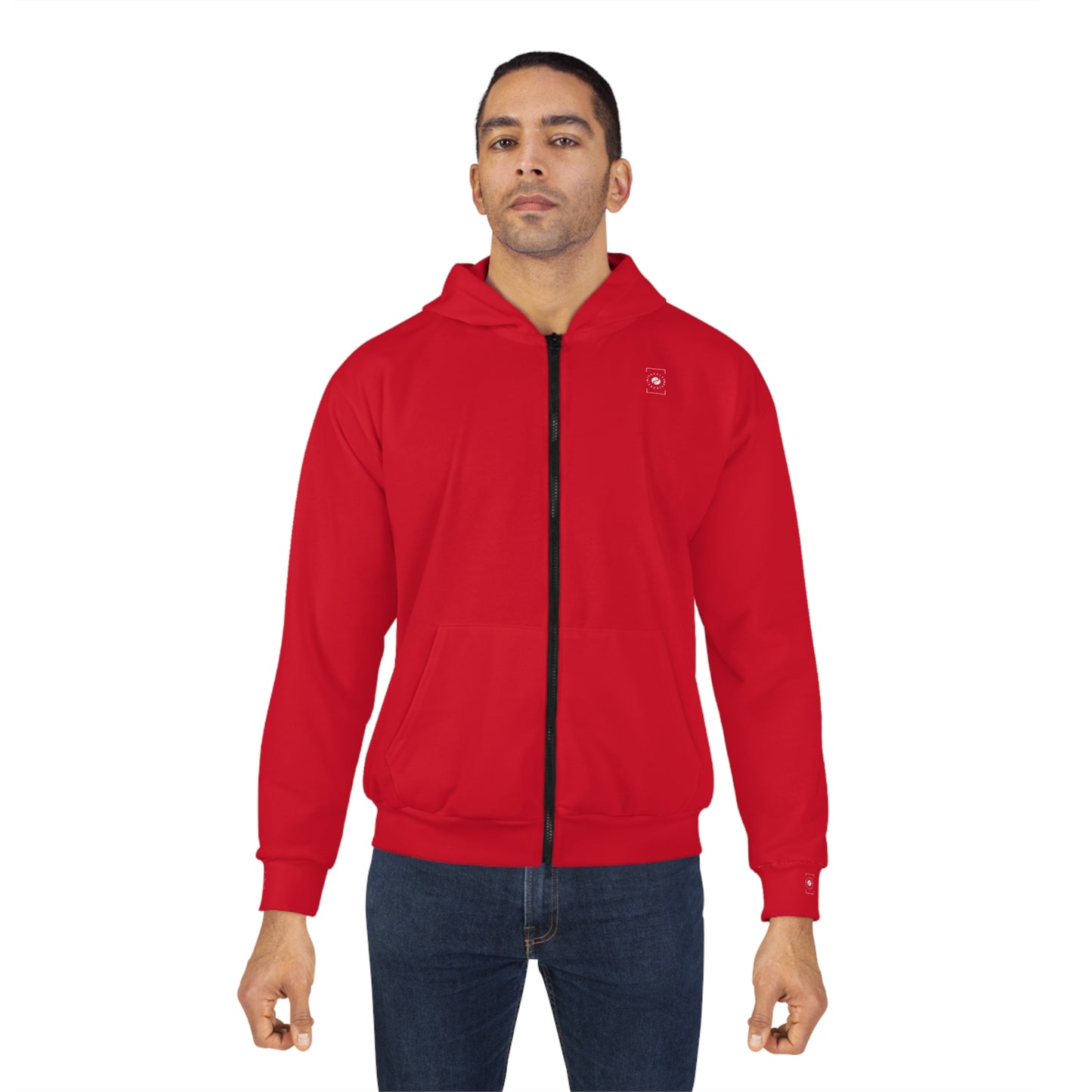 #D10927 Rouge Écarlate - Sweat à capuche zippé