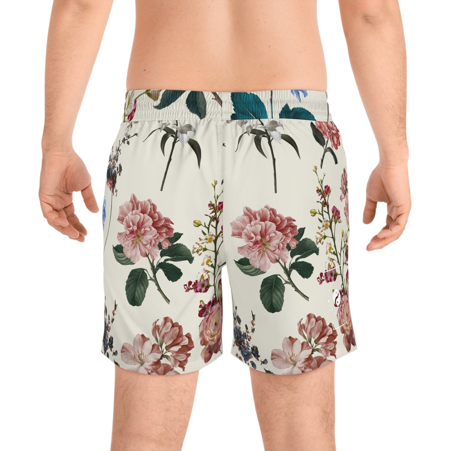Botanicals on Beige - Swim Shorts (Mid-Length) for Men