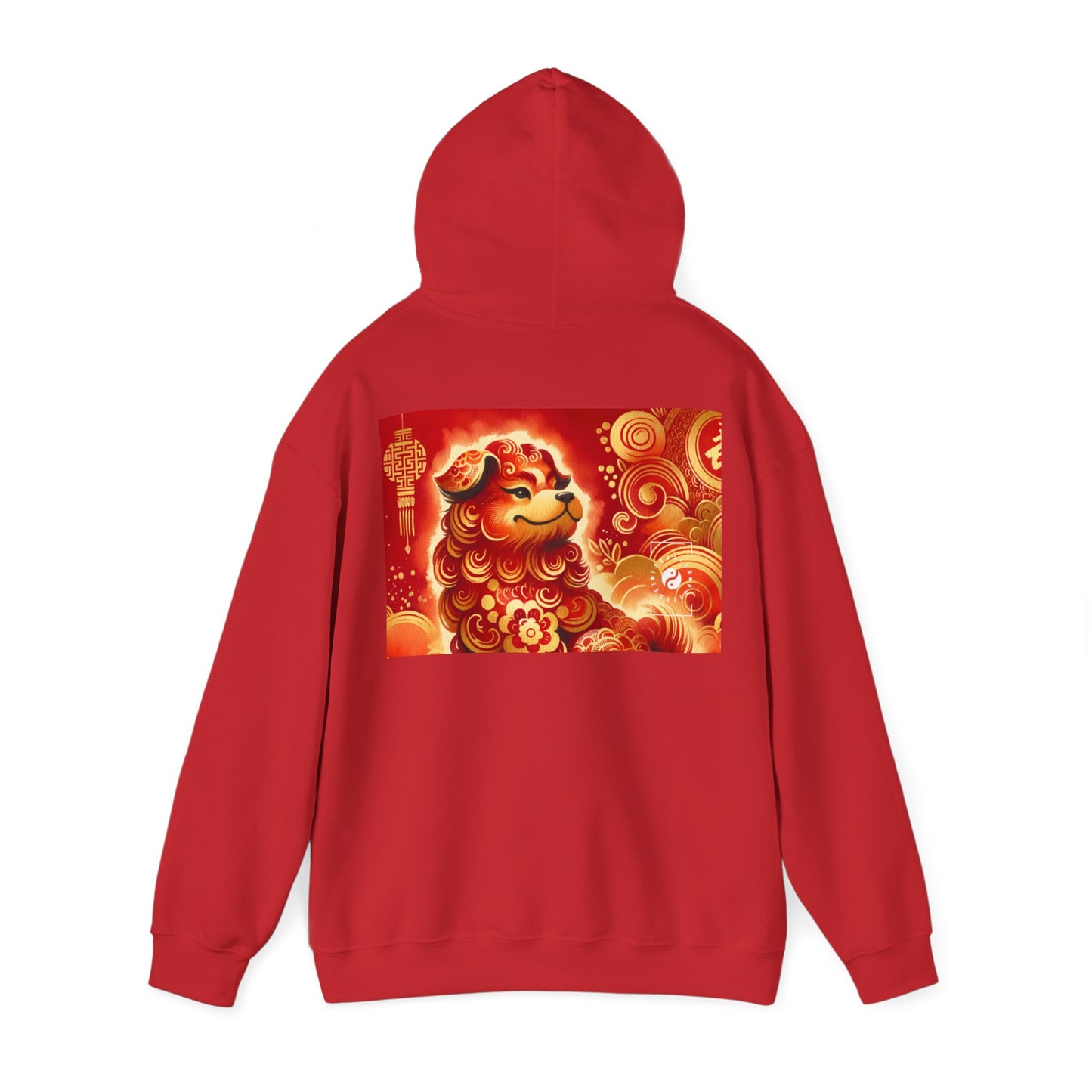 "Golden Canine Emissary on Crimson Tide: A Chinese New Year Odyssey" - Hoodie