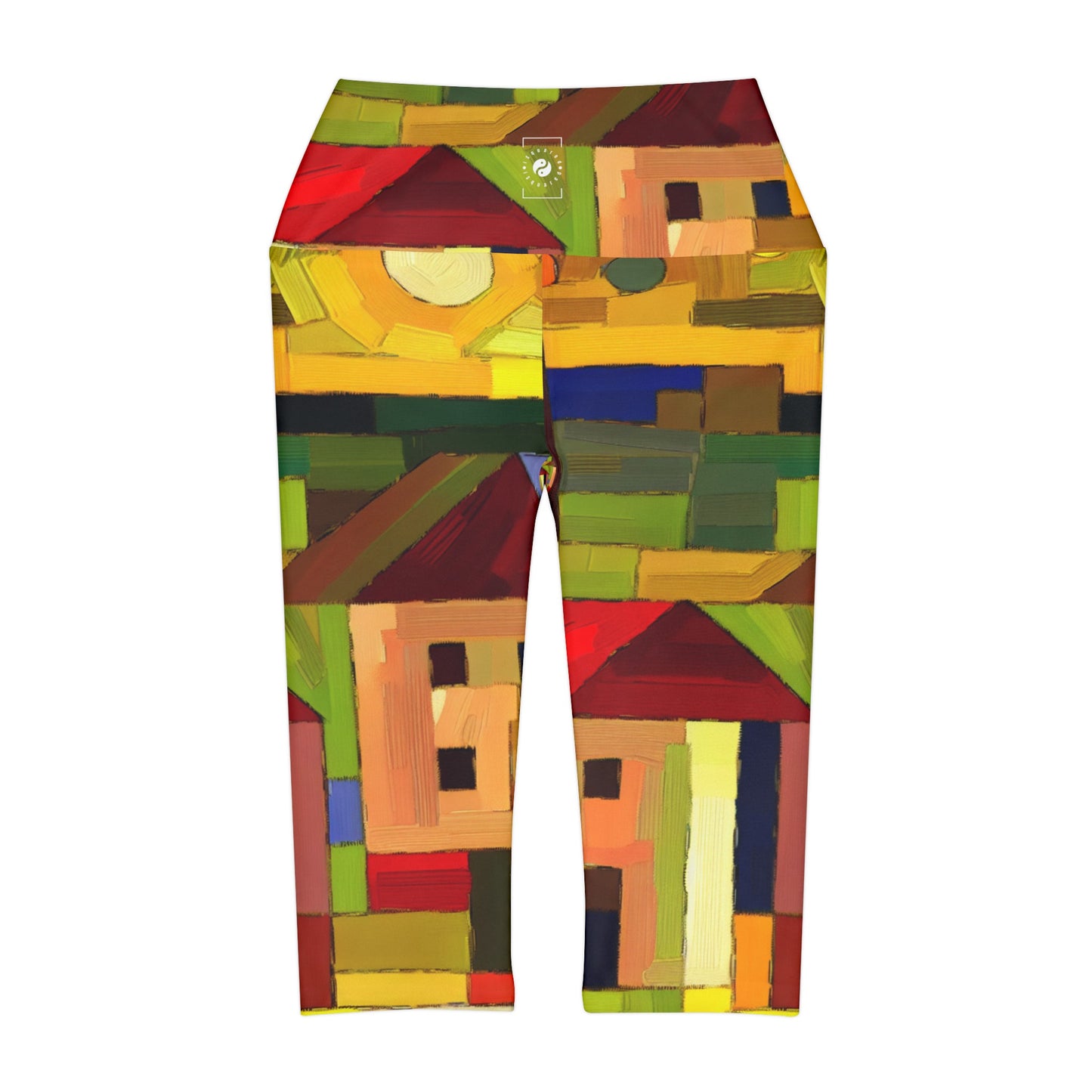 "Earthen Adobes in Hues of Hundertwasser" - High Waisted Capri Leggings