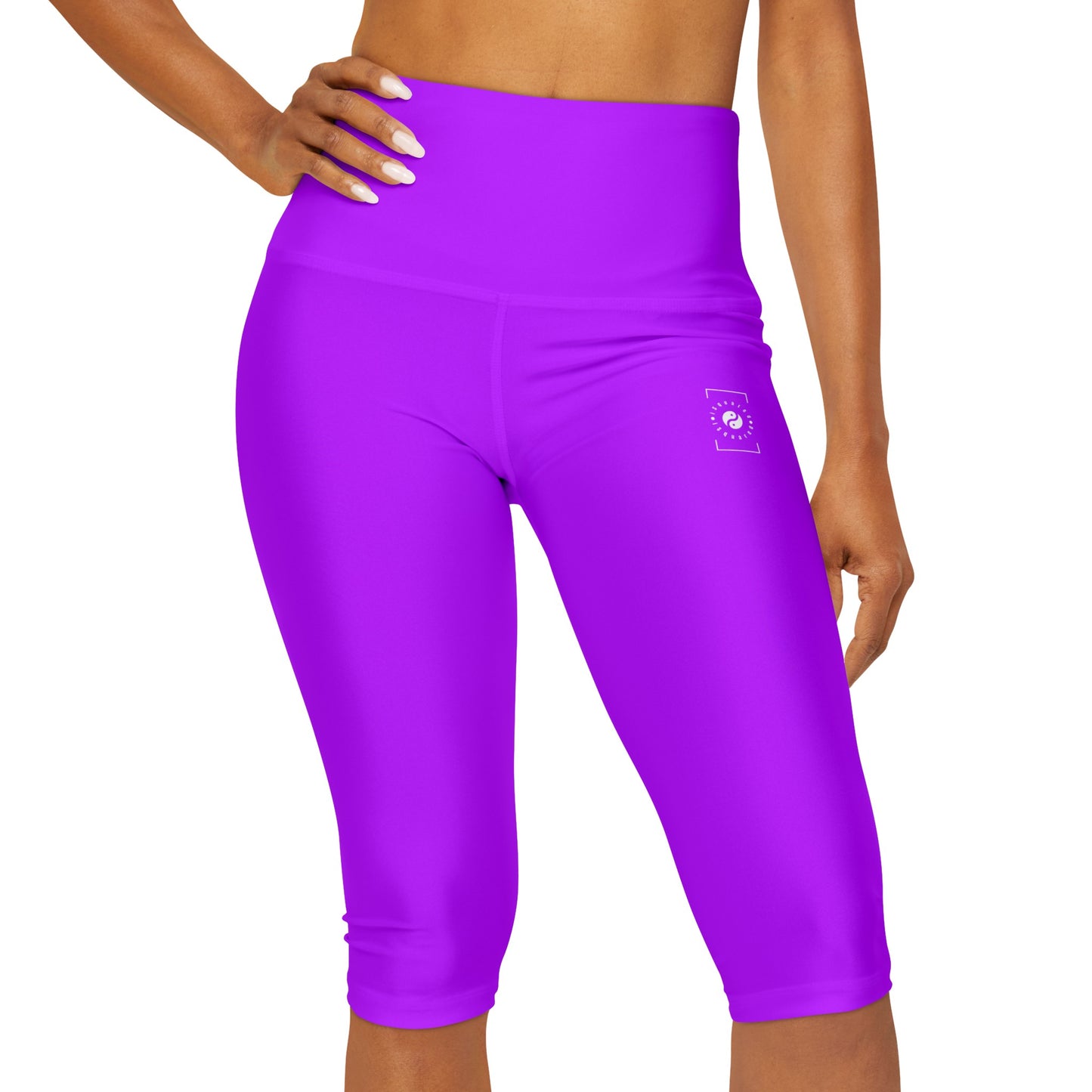 #BF00FF Violet Électrique - Legging Capri Taille Haute