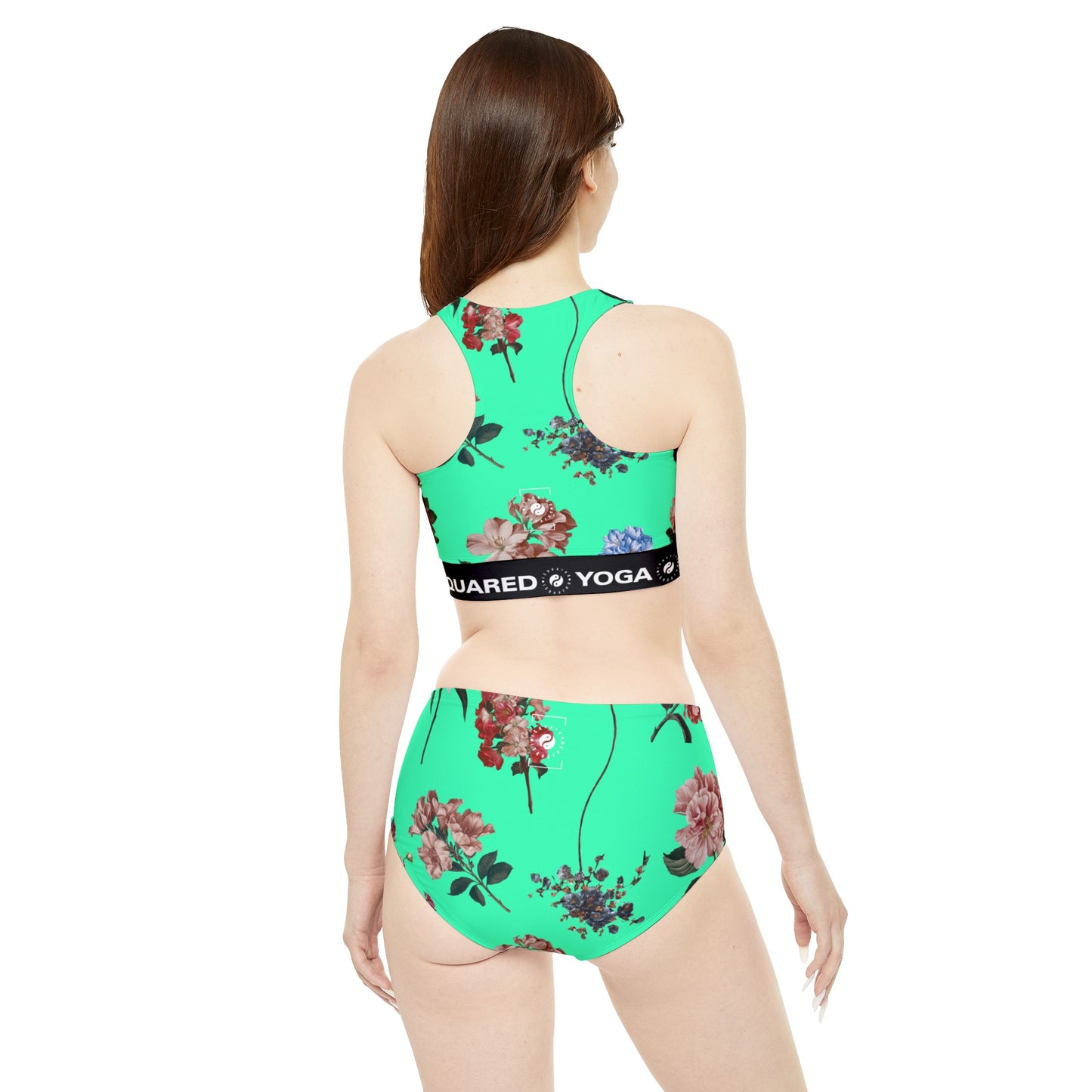 Botaniques sur Turquoise - Ensemble de bikini de yoga chaud