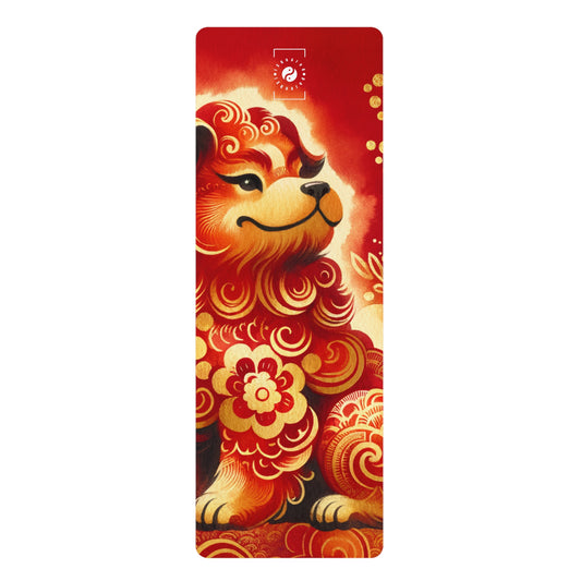 "Golden Canine Emissary on Crimson Tide: A Chinese New Year Odyssey" - Yoga Mat