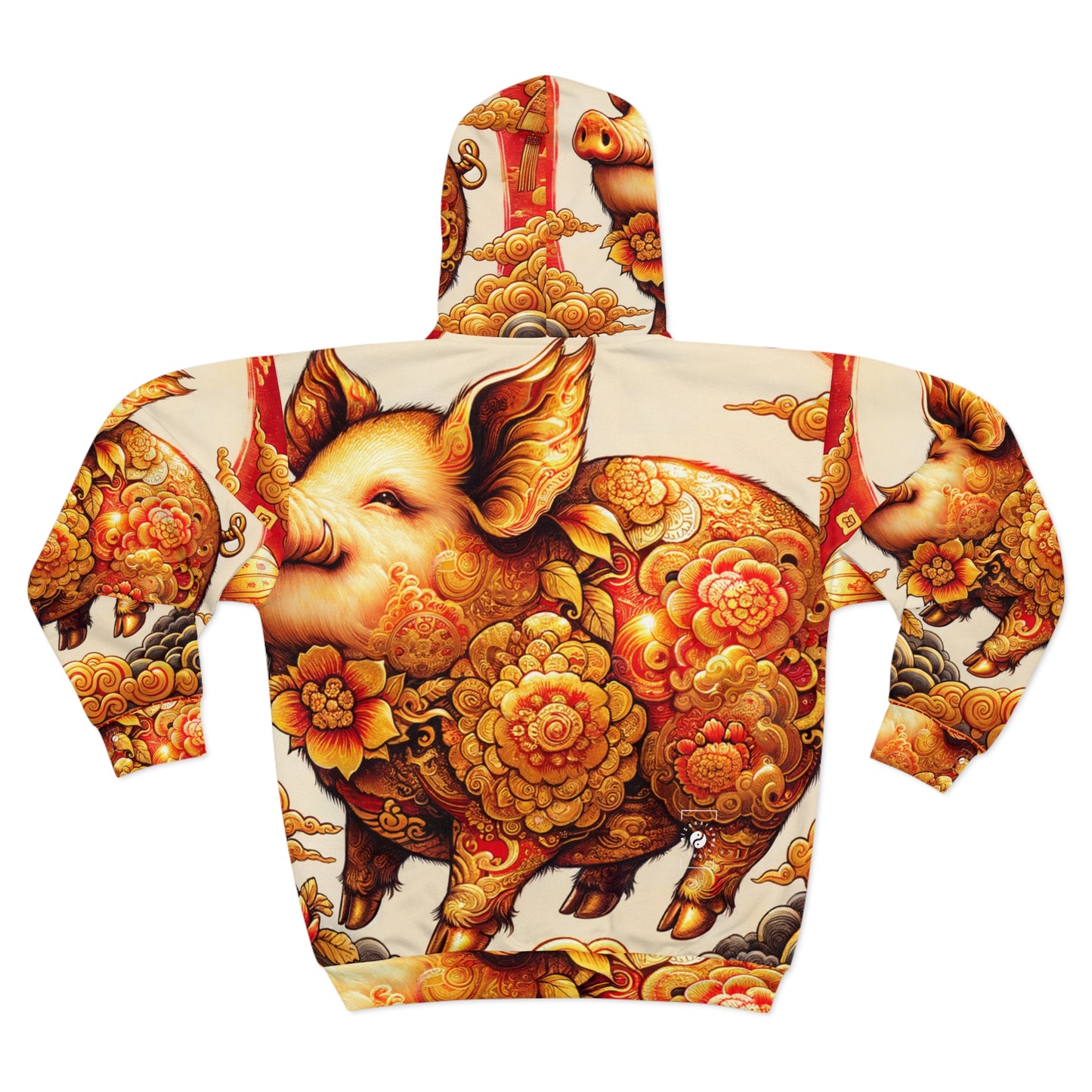 "Golden Prosperity: The Divine Boar Celebration" - Zip Hoodie