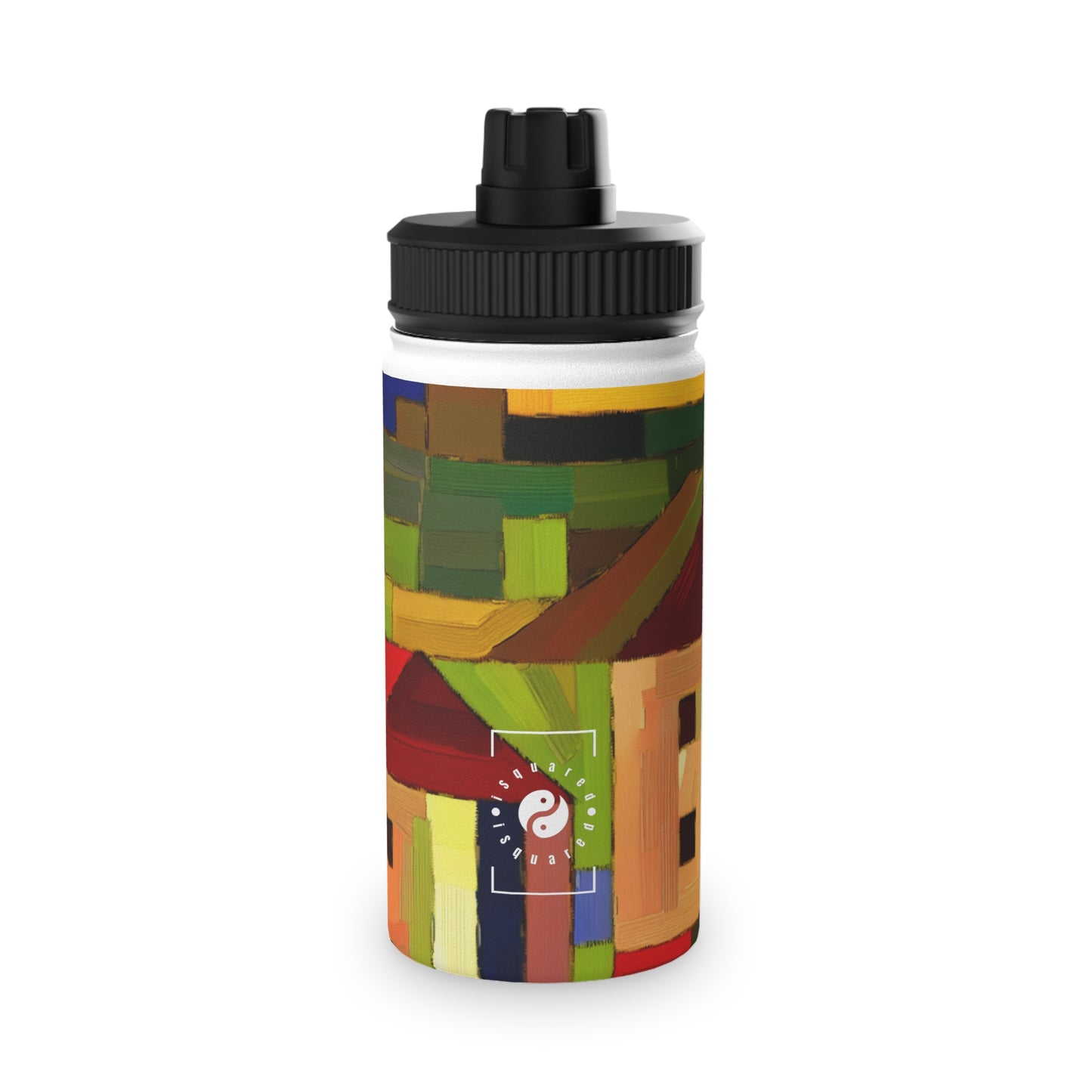 "Earthen Adobes in Hues of Hundertwasser" - Sports Water Bottle