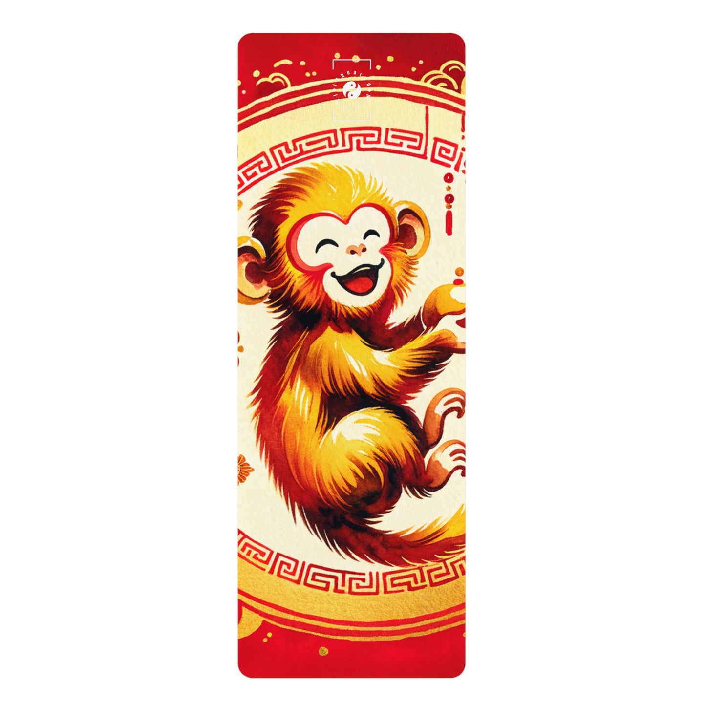 "Golden Simian Serenity in Scarlet Radiance" - Yoga Mat