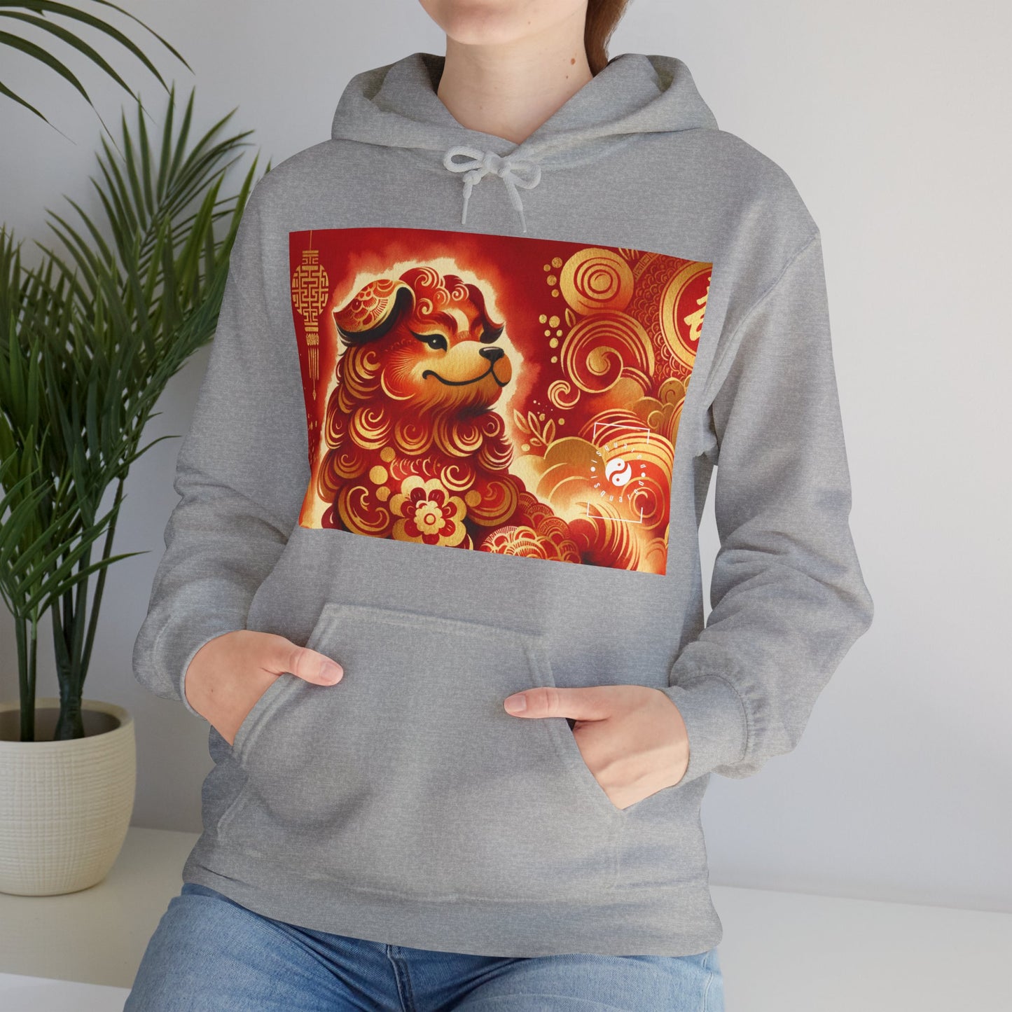 "Golden Canine Emissary on Crimson Tide: A Chinese New Year Odyssey" - Hoodie