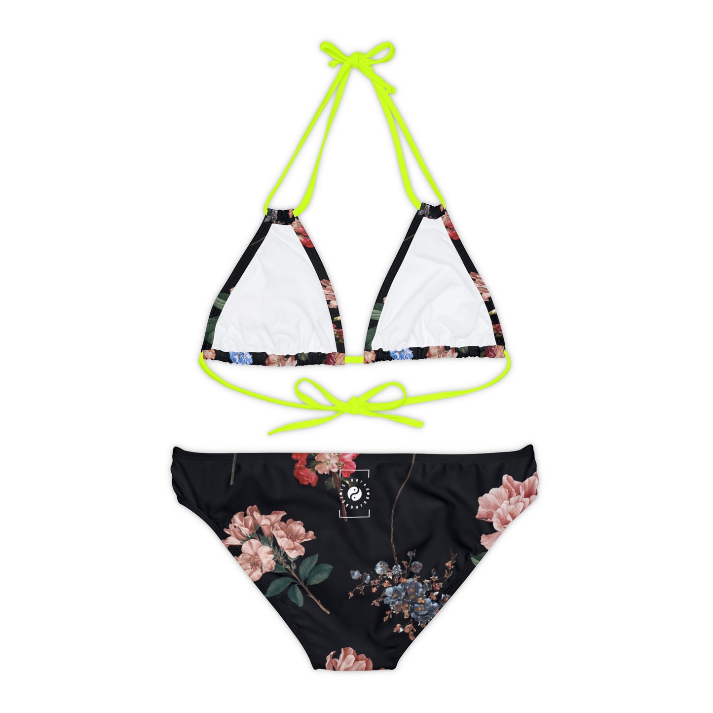 Botanicals on Black - Lace-up Bikini Set