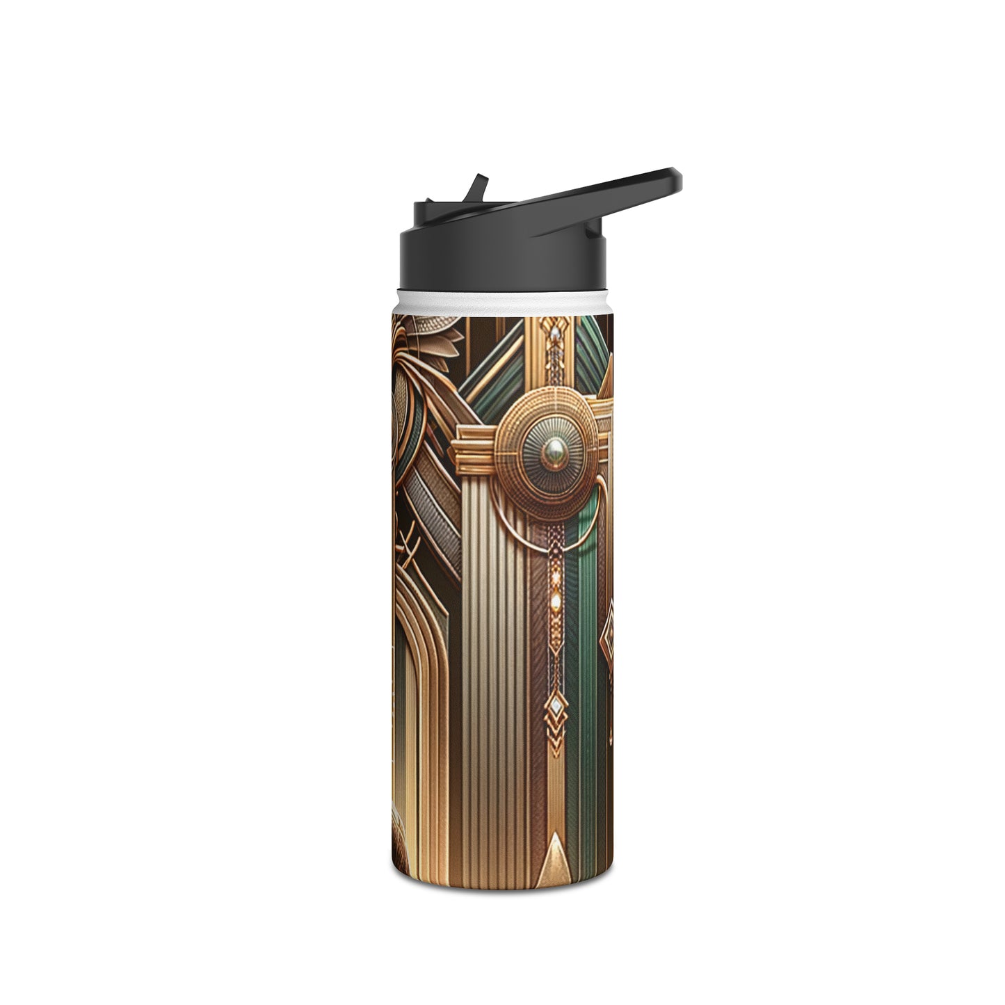 Deco Serenity: A Fusion of Opulence and Zen - Water Bottle