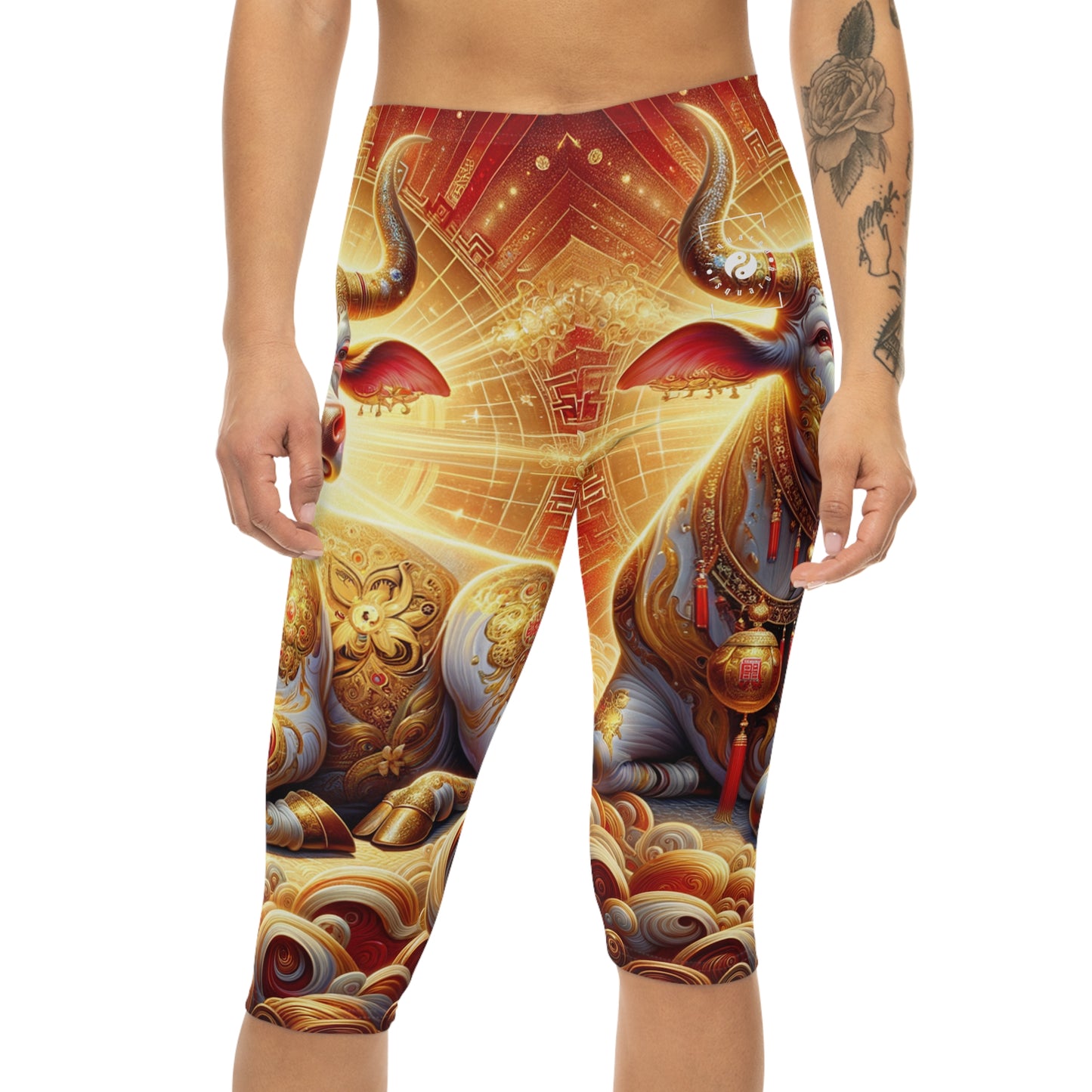 "Golden Euphoria: A Dance of the Divine Bovine" - Capri Shorts