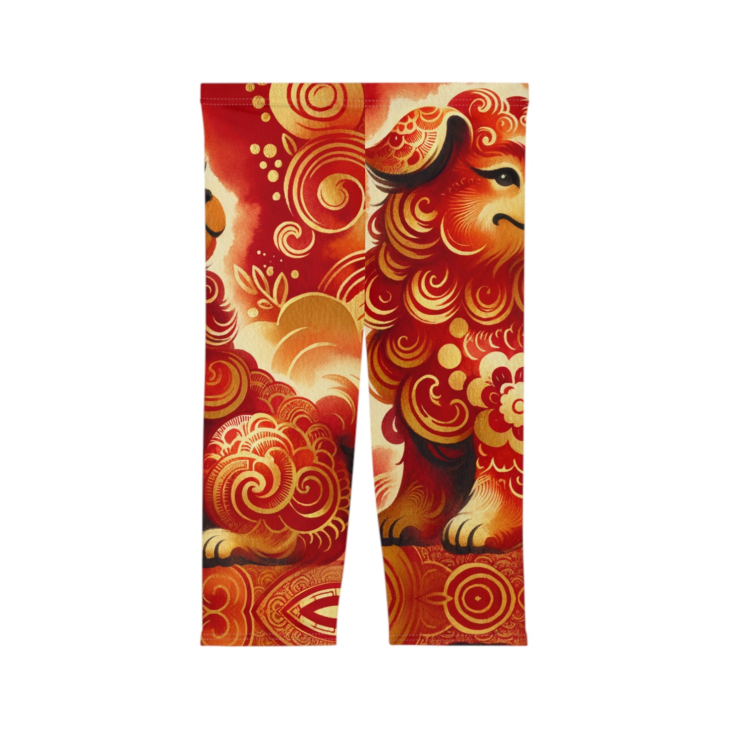 "Golden Canine Emissary on Crimson Tide: A Chinese New Year Odyssey" - Capri Shorts