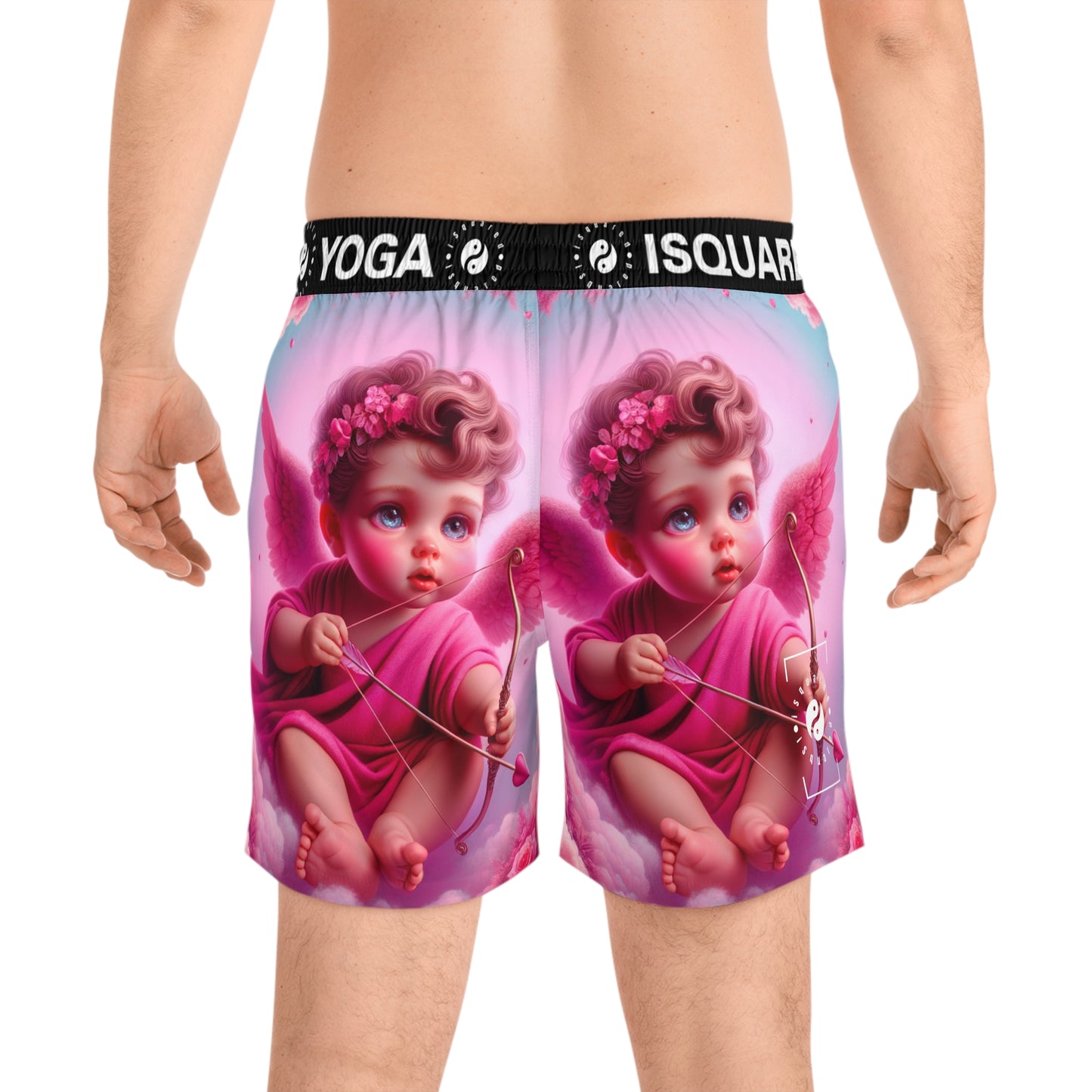 "Bold Blush: A Cupid's Love Affair" - Swim Shorts (Mid-Length) for Men