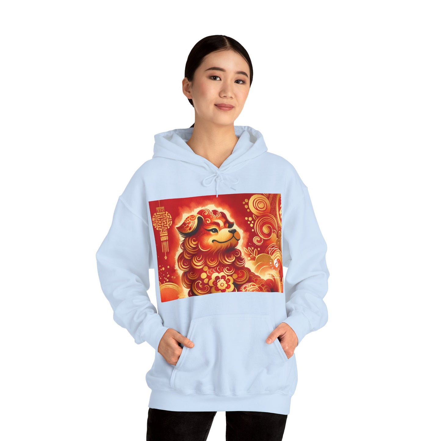 "Golden Canine Emissary on Crimson Tide: A Chinese New Year Odyssey" - Hoodie