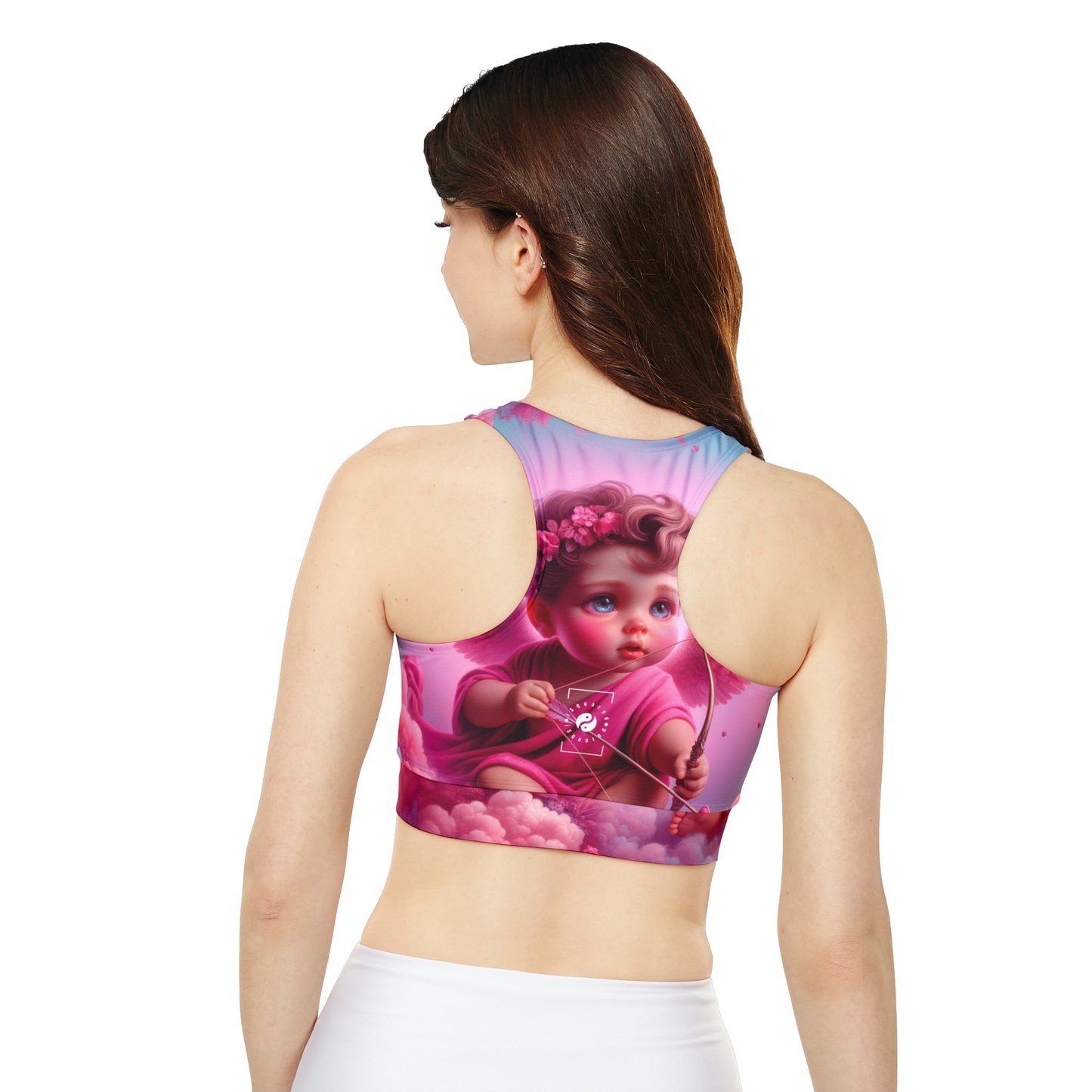 "Bold Blush: A Cupid's Love Affair" - Lined & Padded Sports Bra