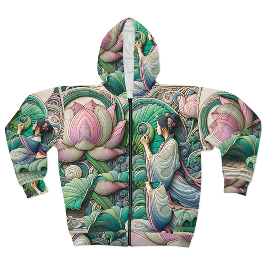 "Lotus Echo Serenity" - Zip Hoodie