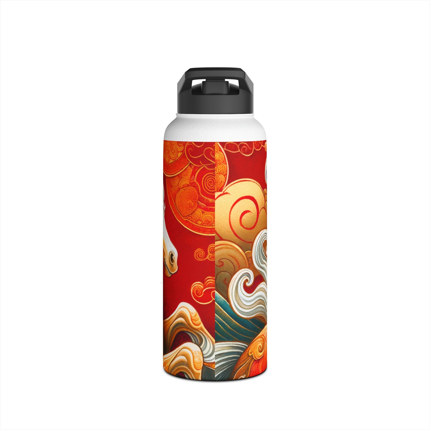 "Gold Gallop on Vermilion Vista: A Lunar New Year’s Ode" - Water Bottle