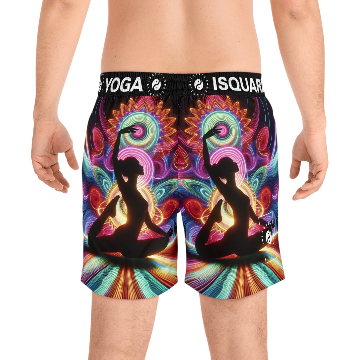 "Neon Zenith: Chromatic Balance" - Swim Shorts (Mid-Length) for Men