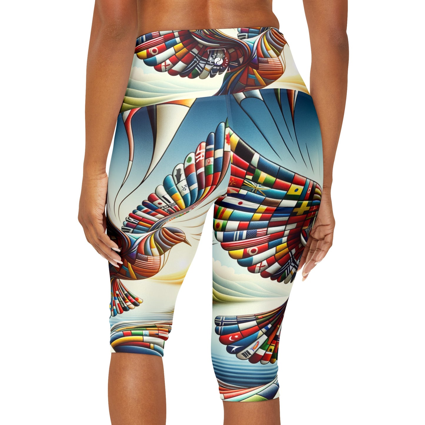 "Global Tapestry of Tranquility" - High Waisted Capri Leggings